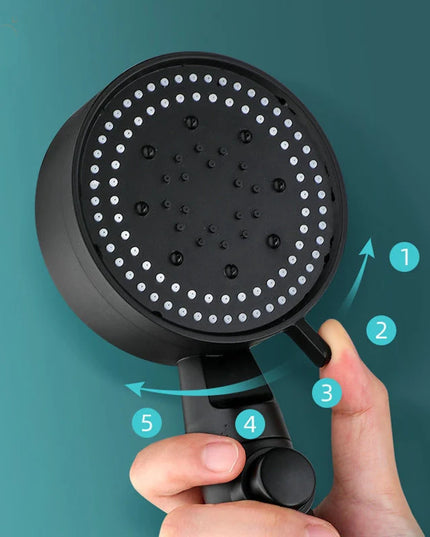 High Pressure Shower Head 5 Modes Adjustable Showerheads with Hose Water Saving One-Key Stop Spray Nozzle Bathroom Accessories