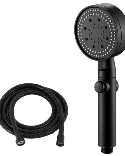 High Pressure Shower Head 5 Modes Adjustable Showerheads with Hose Water Saving One-Key Stop Spray Nozzle Bathroom Accessories