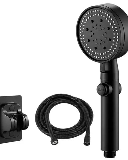High Pressure Shower Head 5 Modes Adjustable Showerheads with Hose Water Saving One-Key Stop Spray Nozzle Bathroom Accessories
