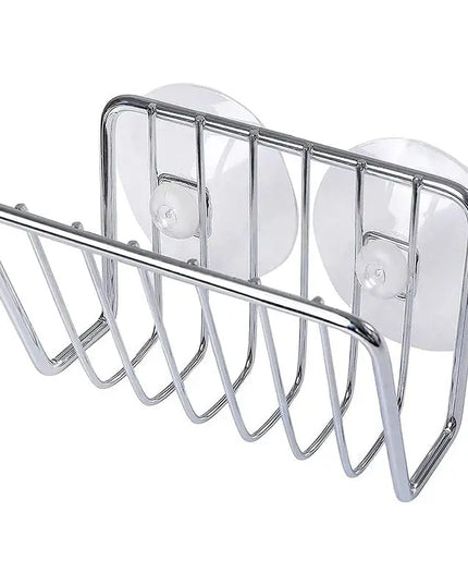 Self-Draining Sponge Holder with Suction Cup for Kitchen Sink Stainless Steel Sink Caddy Organizer Bathroom Kitchen Accessories