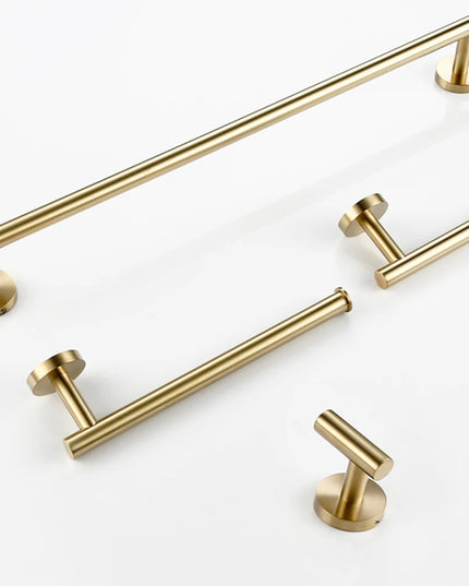 Brushed Gold Bathroom Accessories Set Hardware Kit Wall Mount Hand Towel Bar Rack Toilet Roll Paper Holder Robe Hook Hanger