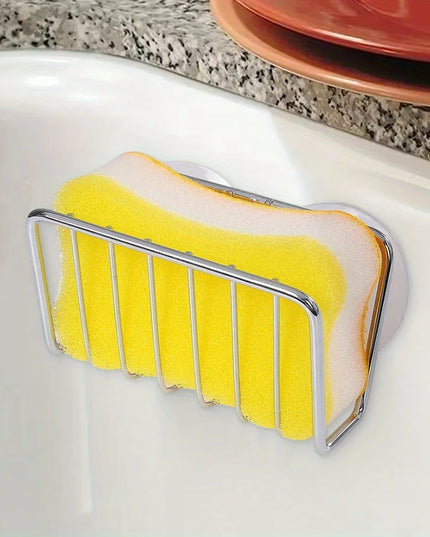 Self-Draining Sponge Holder with Suction Cup for Kitchen Sink Stainless Steel Sink Caddy Organizer Bathroom Kitchen Accessories