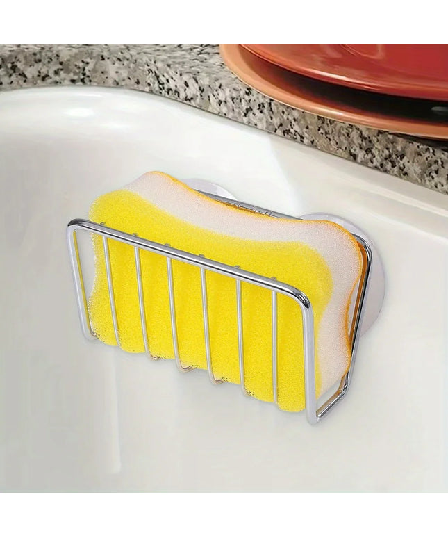 Self-Draining Sponge Holder with Suction Cup for Kitchen Sink Stainless Steel Sink Caddy Organizer Bathroom Kitchen Accessories
