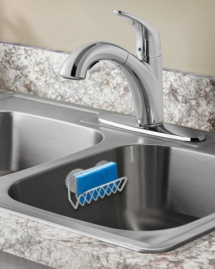 Self-Draining Sponge Holder with Suction Cup for Kitchen Sink Stainless Steel Sink Caddy Organizer Bathroom Kitchen Accessories