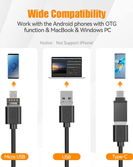 12mm 5MP 3in1 Piping Automotive Sewer Industrial Endoscope For Iphone IOS Android Car  Inspection Boroscope Flexible Wire Camera