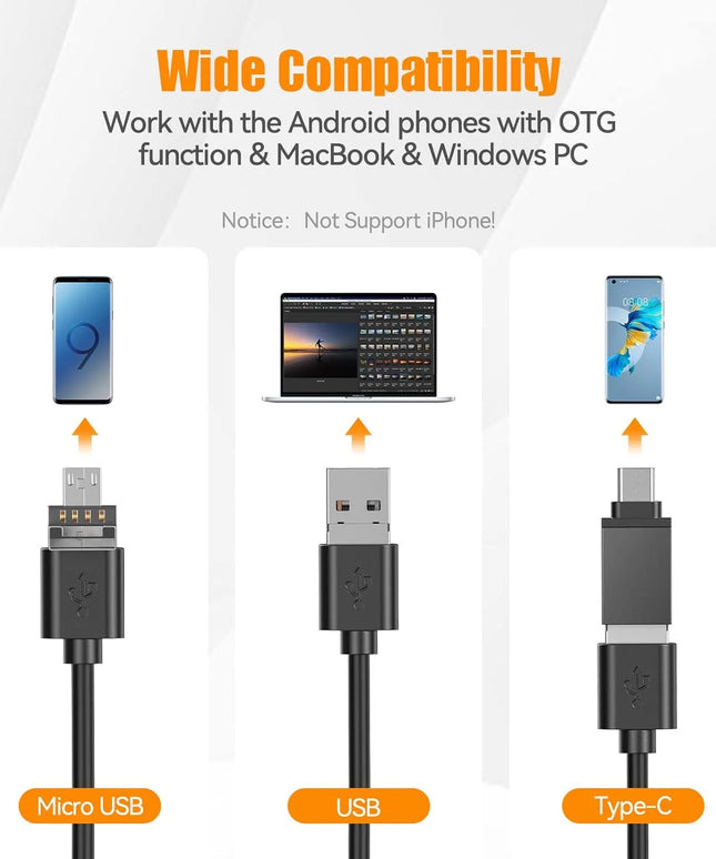 12mm 5MP 3in1 Piping Automotive Sewer Industrial Endoscope For Iphone IOS Android Car  Inspection Boroscope Flexible Wire Camera