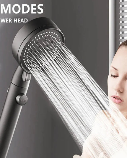High Pressure Shower Head 5 Modes Adjustable Showerheads with Hose Water Saving One-Key Stop Spray Nozzle Bathroom Accessories