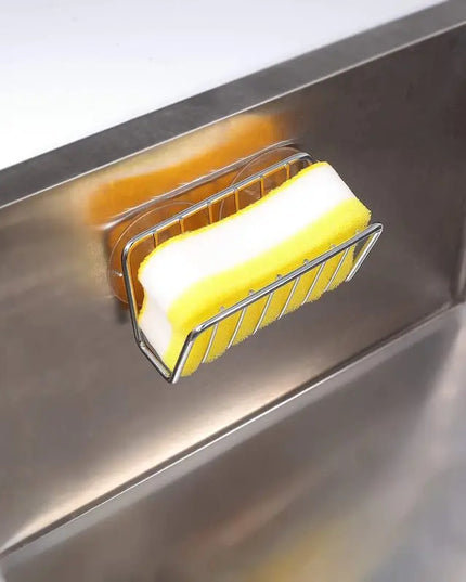 Self-Draining Sponge Holder with Suction Cup for Kitchen Sink Stainless Steel Sink Caddy Organizer Bathroom Kitchen Accessories