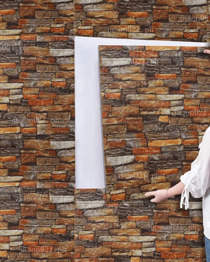 10Pcs 3D Brick Wall Stickers DIY Self Adhensive Decor Foam Waterproof Wall Covering Wallpaper for TV Background Kids Living Room