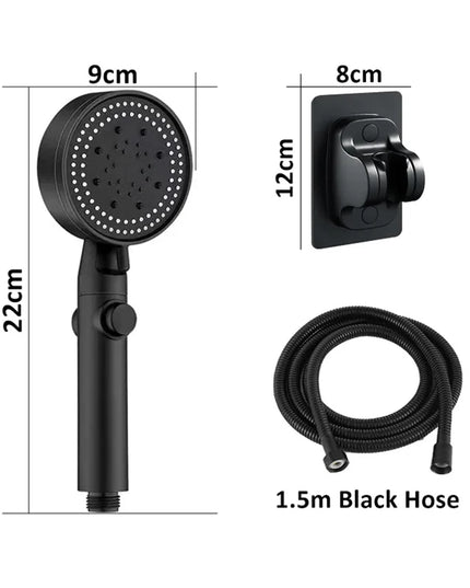 High Pressure Shower Head 5 Modes Adjustable Showerheads with Hose Water Saving One-Key Stop Spray Nozzle Bathroom Accessories