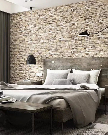 10Pcs 3D Brick Wall Stickers DIY Self Adhensive Decor Foam Waterproof Wall Covering Wallpaper for TV Background Kids Living Room