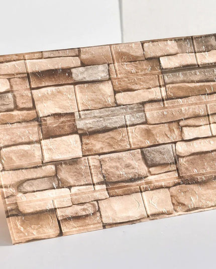 10Pcs 3D Brick Wall Stickers DIY Self Adhensive Decor Foam Waterproof Wall Covering Wallpaper for TV Background Kids Living Room