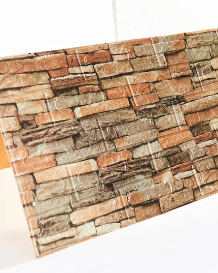 10Pcs 3D Brick Wall Stickers DIY Self Adhensive Decor Foam Waterproof Wall Covering Wallpaper for TV Background Kids Living Room