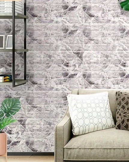 10Pcs 3D Brick Wall Stickers DIY Self Adhensive Decor Foam Waterproof Wall Covering Wallpaper for TV Background Kids Living Room