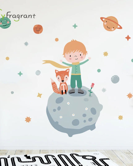 Little Prince Planet Wall Sticker Kids Room Decoration Cartoon Self-adhesive Baby Bedroom Wall Decor Home Decor House Stickers