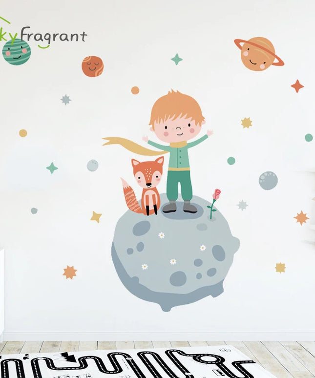 Little Prince Planet Wall Sticker Kids Room Decoration Cartoon Self-adhesive Baby Bedroom Wall Decor Home Decor House Stickers