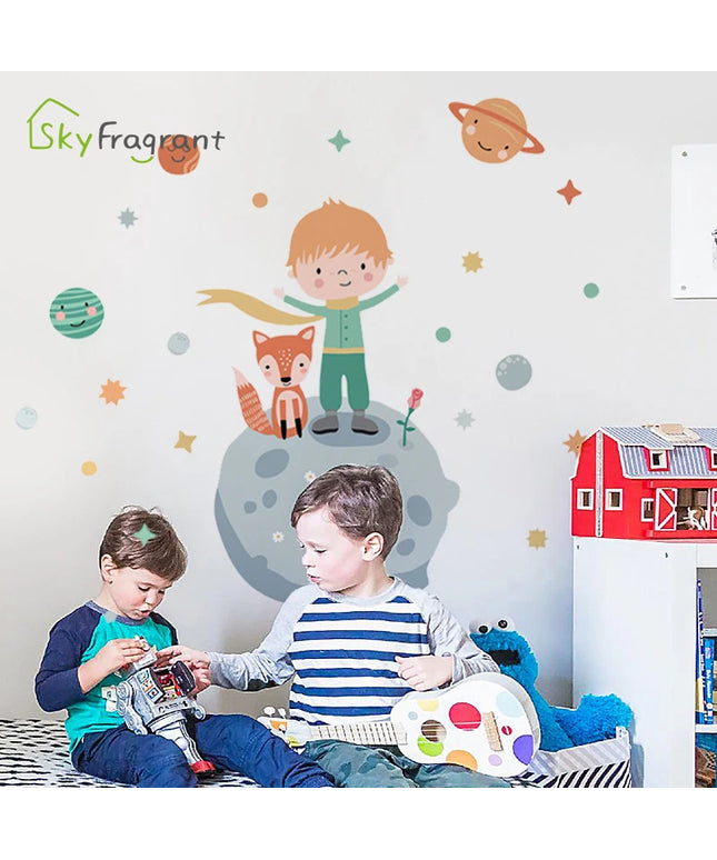 Little Prince Planet Wall Sticker Kids Room Decoration Cartoon Self-adhesive Baby Bedroom Wall Decor Home Decor House Stickers
