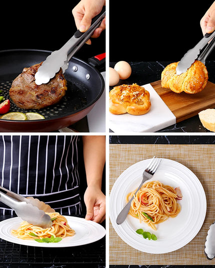 9/12/14/16 Inch BBQ Grilling Tong With Lock Stainless Steel Salad Bread Serving Tong Non-Stick BQ Tong Utensil Cooking Clip New