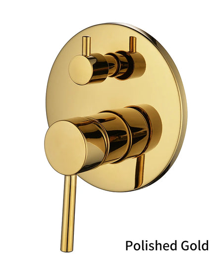 Black Gold chrome Round Solid Brass Concealed 2 Way Diverter Shower Valve Mixer Water Tap Bathroom Accessories Water Faucets