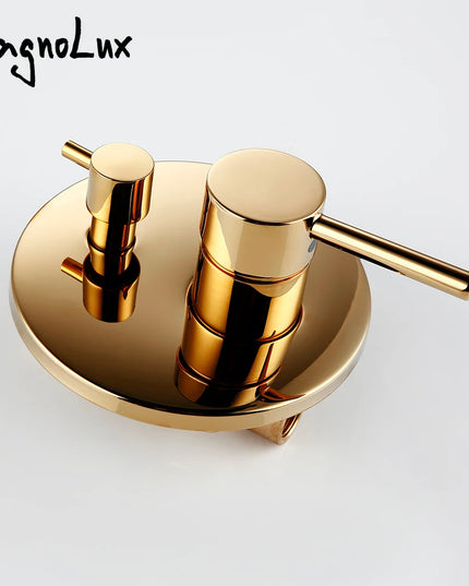 Black Gold chrome Round Solid Brass Concealed 2 Way Diverter Shower Valve Mixer Water Tap Bathroom Accessories Water Faucets