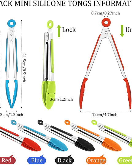 7/9/12inch Silicone Kitchen BBQ Tongs Stainless Steel Locking Cooking Tongs with Silicone Tips Non-Slip Food Tongs for Cooking