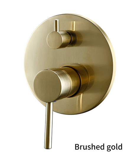 Black Gold chrome Round Solid Brass Concealed 2 Way Diverter Shower Valve Mixer Water Tap Bathroom Accessories Water Faucets
