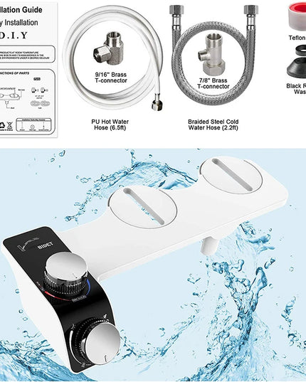Bidet Toilet Seat Attachment Non-Electric Self-Cleaning Dual Nozzles Wash Hot Cold Mixer Water Lady Bathroom Accessories Sprayer