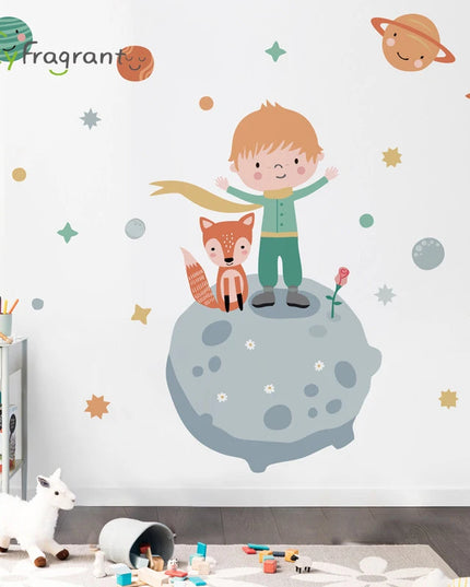 Little Prince Planet Wall Sticker Kids Room Decoration Cartoon Self-adhesive Baby Bedroom Wall Decor Home Decor House Stickers