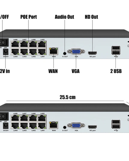 Face detection H.265 8ch*4K 4ch/8ch PoE Network Video Recorder Surveillance PoE NVR 4/8Channel For HD 8MP 5MP IP Camera