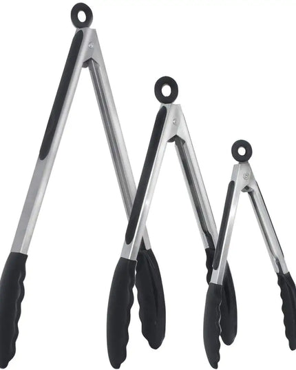 7/9/12inch Silicone Kitchen BBQ Tongs Stainless Steel Locking Cooking Tongs with Silicone Tips Non-Slip Food Tongs for Cooking