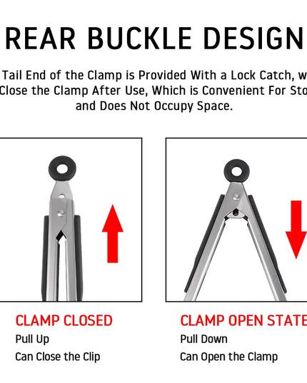 9/12/14/16 Inch BBQ Grilling Tong With Lock Stainless Steel Salad Bread Serving Tong Non-Stick BQ Tong Utensil Cooking Clip New