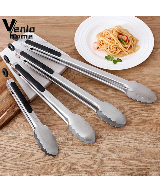 9/12/14/16 Inch BBQ Grilling Tong With Lock Stainless Steel Salad Bread Serving Tong Non-Stick BQ Tong Utensil Cooking Clip New