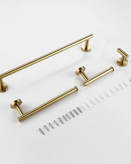 Brushed Gold Bathroom Accessories Set Hardware Kit Wall Mount Hand Towel Bar Rack Toilet Roll Paper Holder Robe Hook Hanger