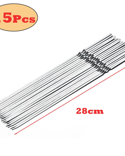 10/15Pcs Stainless Steel Barbecue Skewer Reusable BBQ Kebab Skewers  for Outdoor Camping Picnic Tools Cooking Tools