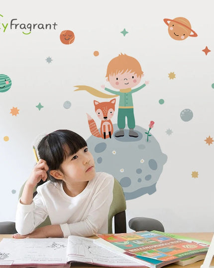 Little Prince Planet Wall Sticker Kids Room Decoration Cartoon Self-adhesive Baby Bedroom Wall Decor Home Decor House Stickers