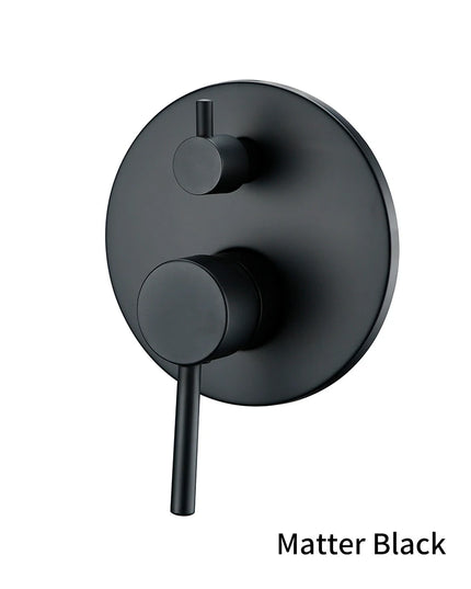 Black Gold chrome Round Solid Brass Concealed 2 Way Diverter Shower Valve Mixer Water Tap Bathroom Accessories Water Faucets