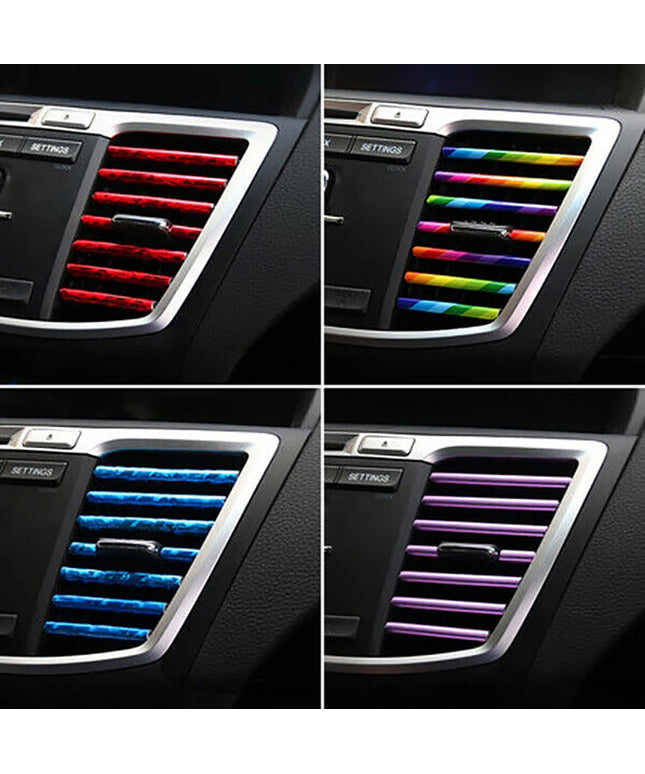 10 Pcs Colorful Car Accessories DIY Car Interior Air Conditioner Outlet Vent Grille Chrome Decoration Strip Silvery Car styling