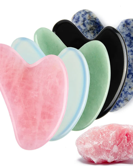 Natural Stone Jade Gouache Scraper Rose Quartz Facial Gua Sha Tools Neck Massager for Face Lifting Wrinkle Remover Beauty Health