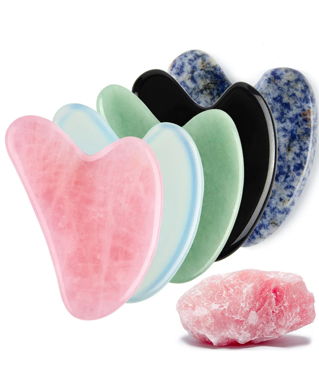 Natural Stone Jade Gouache Scraper Rose Quartz Facial Gua Sha Tools Neck Massager for Face Lifting Wrinkle Remover Beauty Health