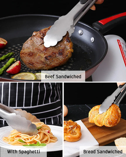 9/12/14/16 Inch BBQ Grilling Tong With Lock Stainless Steel Salad Bread Serving Tong Non-Stick BQ Tong Utensil Cooking Clip New