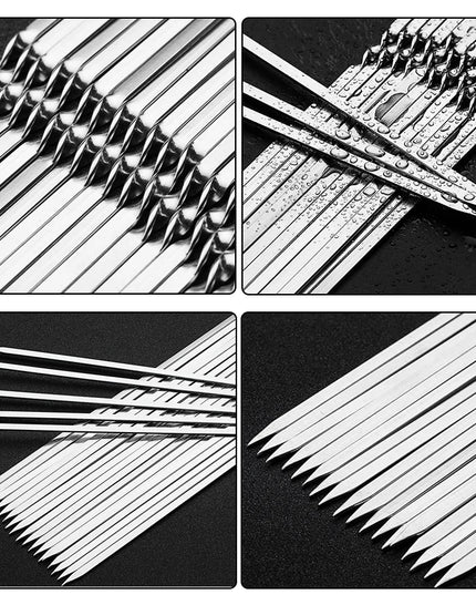 50Pcs Stainless Steel Barbecue Skewer Portable Reusable BBQ Skewers with Tube Kebab Iron Stick for Outdoor Camping Picnic Tools
