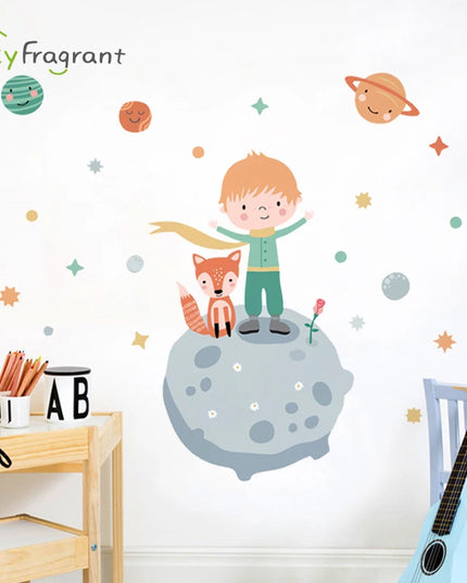 Little Prince Planet Wall Sticker Kids Room Decoration Cartoon Self-adhesive Baby Bedroom Wall Decor Home Decor House Stickers