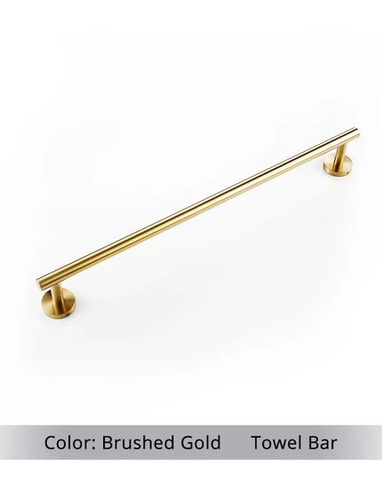 Brushed Gold Bathroom Accessories Set Hardware Kit Wall Mount Hand Towel Bar Rack Toilet Roll Paper Holder Robe Hook Hanger