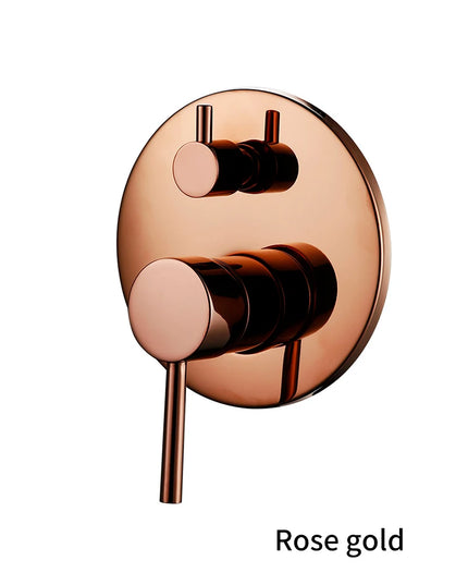 Black Gold chrome Round Solid Brass Concealed 2 Way Diverter Shower Valve Mixer Water Tap Bathroom Accessories Water Faucets