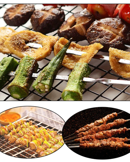 10/15Pcs Stainless Steel Barbecue Skewer Reusable BBQ Kebab Skewers  for Outdoor Camping Picnic Tools Cooking Tools