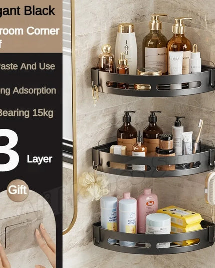 No Drill Wall Corner Bathroom Shelf Corner Shelf Storage Organizer Shower Shelf Shampoo Makeup Bathroom Accessories Towels Rack