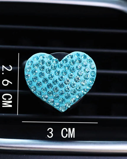 Heart-shaped Car Air Outlet Perfume Clip Rhinestone Car Air Conditioning Air Outlet Perfume Decoration Clip Car Auto Accessories