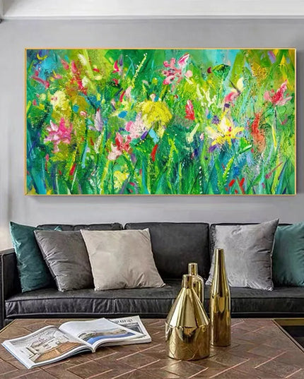 Abstract Flower Oil Painting on Canvas Large Wall Art Minimalist Floral Art Custom handmade Painting White Decor For Living Room