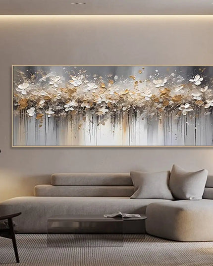 Gold Abstract Painting on Canvas Textured Wall Art Gold Foil Painting Boho Wall Decor Bright painting Large Modern Art Painting