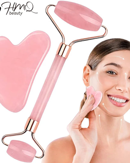 2Pcs Roller for Face Neck Eye Facial Massage Kit Ice Face Roller Gua Sha Board Portable Facial Massage Roller Lifting Contouring